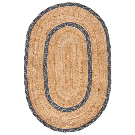 Safavieh 3 x 5 ft. Natural Fiber Global Oval Hand Loomed Rug, Natural & Grey NFB260F-3OV